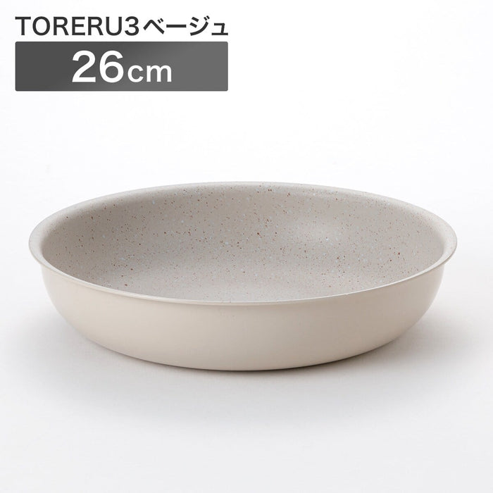 TORERU 3 IH Frying Pan 26cm KY048 (Beige)