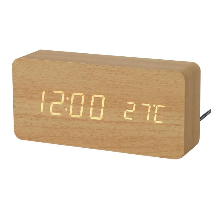 LED Clock Large 001HT (Light Brown)