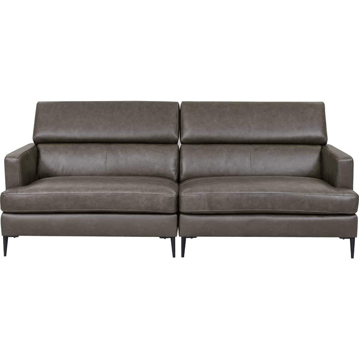 Satherla Wide 3-Seater Sofa with Adjustable Headrest, Leather-C2 (Dark Grey)