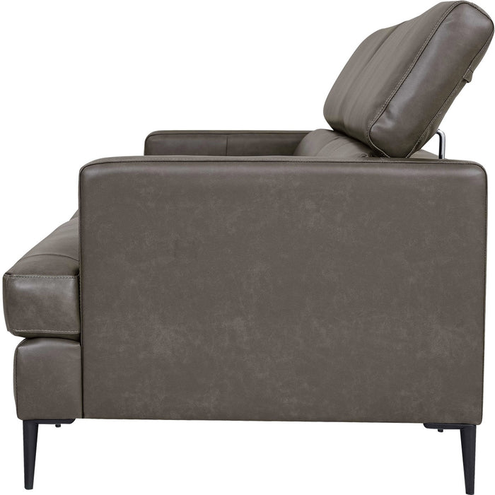 Satherla Wide 3-Seater Sofa with Adjustable Headrest, Leather-C2 (Dark Grey)