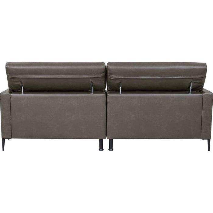 Satherla Wide 3-Seater Sofa with Adjustable Headrest, Leather-C2 (Dark Grey)