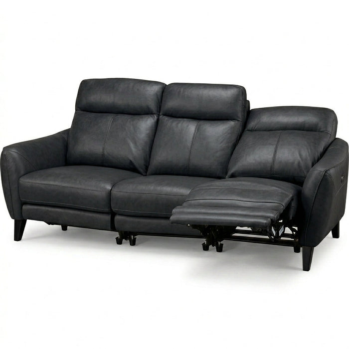 LS06 3-Seater Power Reclining Leather Sofa (Dark Gray)