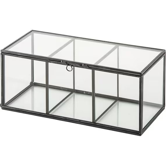 3TIER GLASS DISPLAY BOX W/BLACK FRAME W11D11H24