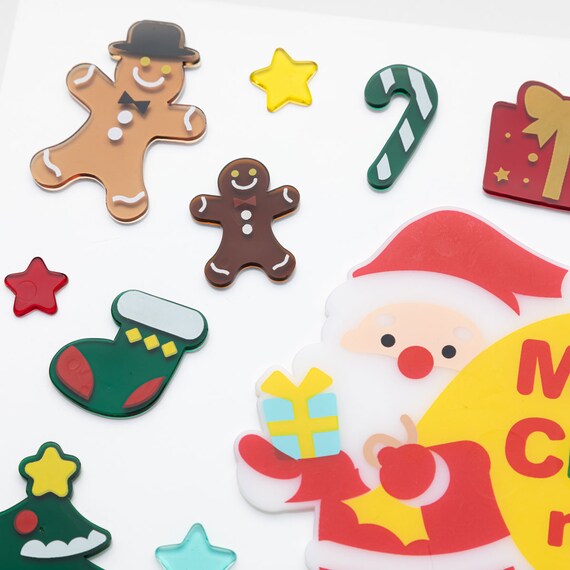 CHRISTMAS TPR WINDOW STICKER PRESENT SANTA n2TB