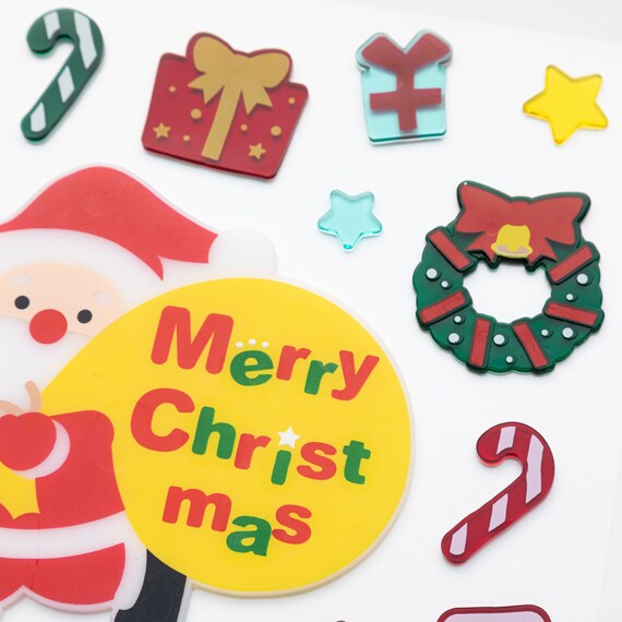 CHRISTMAS TPR WINDOW STICKER PRESENT SANTA n2TB