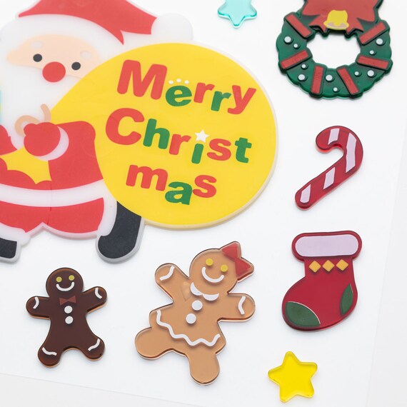 CHRISTMAS TPR WINDOW STICKER PRESENT SANTA n2TB