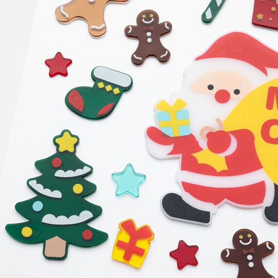CHRISTMAS TPR WINDOW STICKER PRESENT SANTA n2TB