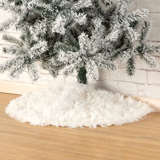 CHRISTMAS TREE SKIRT FAKE FUR WHITE HALF-M-SIZE nHN