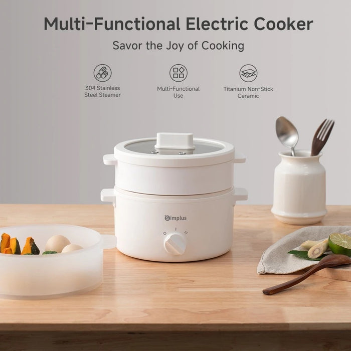 ELECTRIC COOKING POT DOUBLE HANDLE 013 1.8L WITH S/STEEL STEAMER