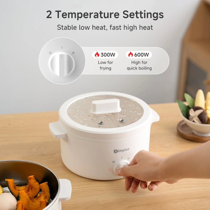 ELECTRIC COOKING POT DOUBLE HANDLE 013 1.8L WITH S/STEEL STEAMER