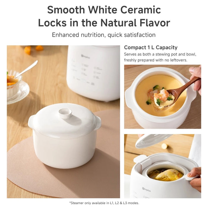 ELECTRIC SLOW COOKER 002 1L INCLUDING STEAMER BASKET WH