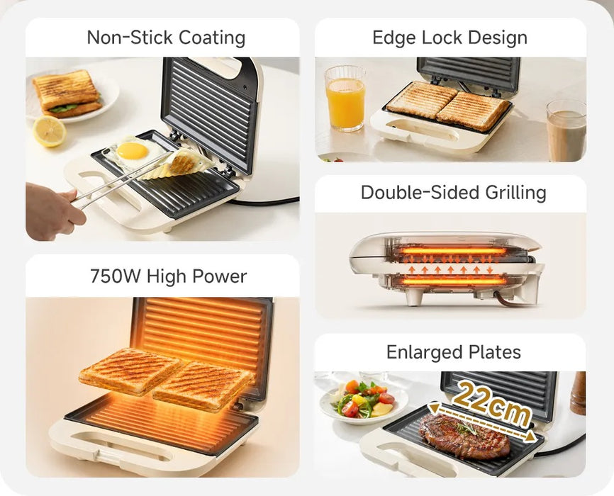 SANDWICH MAKER 006 22CM WIDE DUAL PLATES CWH BS