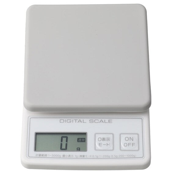 KITCHEN SCALE 3KG SQ W/COVER GY