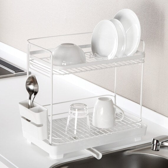 DISH DRAINER DOUBLE COATING 2TIER-SLIM WH