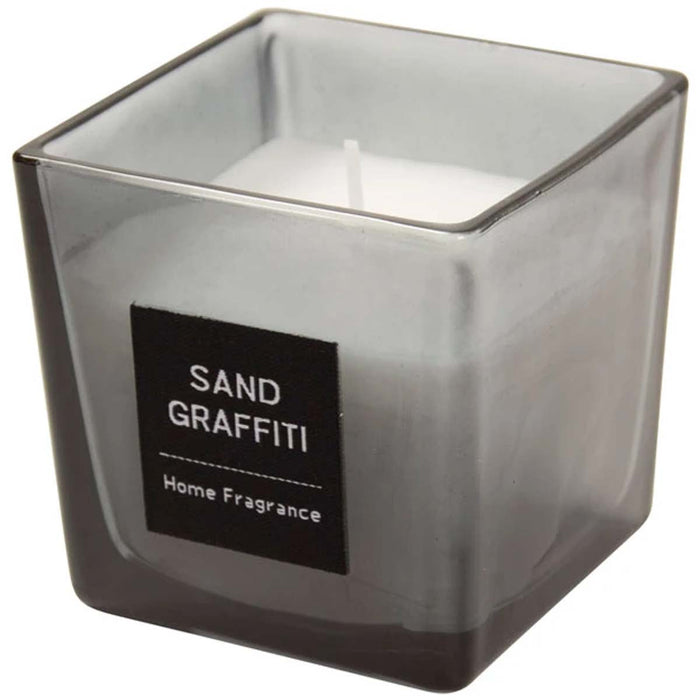 GLASS CANDLE GEORGE BK SAND GRAFFITY