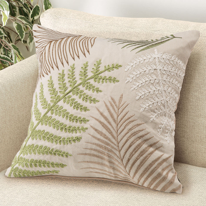 CUSHION COVER LEAF EMBROIDERY