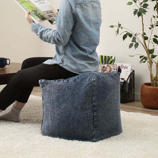 POUF SHELL DAMEGED DENIM