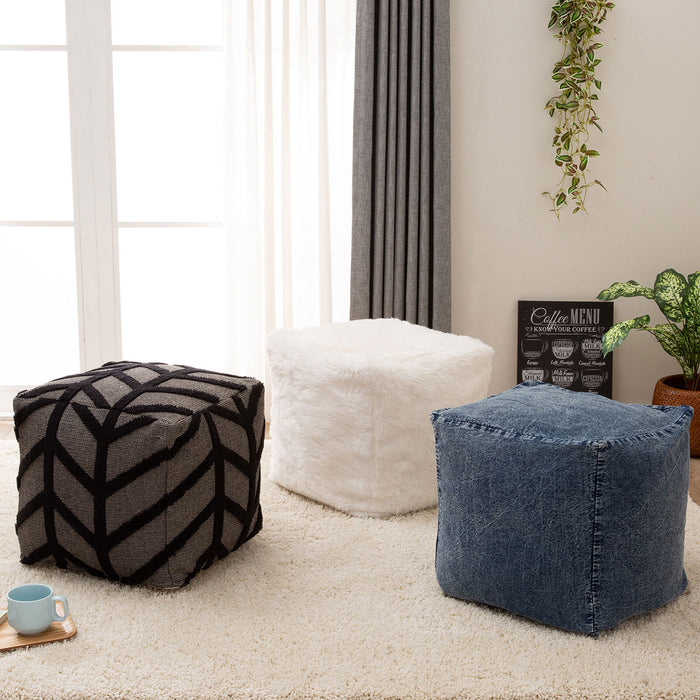 POUF SHELL DAMEGED DENIM