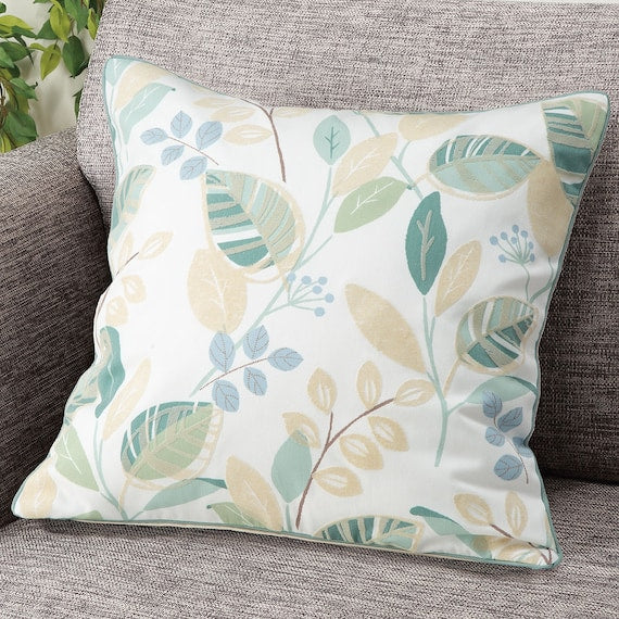 CUSHION COVER LEAF FLOCK