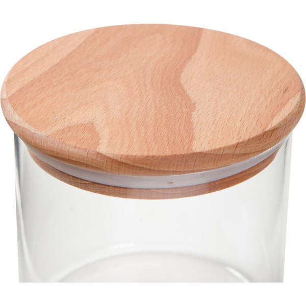 WOOD LID GLASS CANISTER 600 BEECH