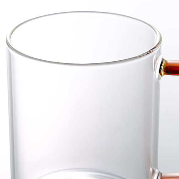 HAND MADE HEAT RESISTANT GLASS CUP WITH HANDE 400ML AMBER